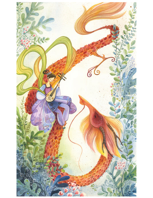Musical Fairy and Dancing Dragon Magical Art