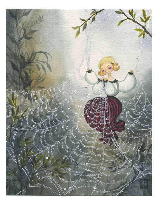 A Spider Fairy Knits with Morning Dews