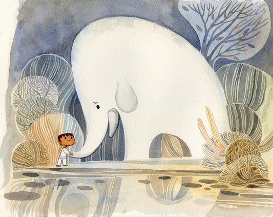 Little Prince and A White Elephant by the Lake