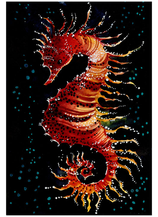 Cute Red Seahorse Art